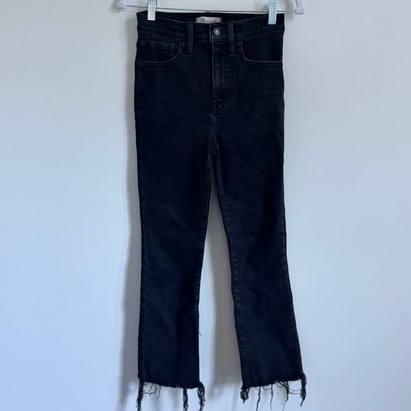 Madewell Cali Demi-Boot Jeans Size 24 Black Cropped Raw Hem High Waisted - Picture 2 of 10